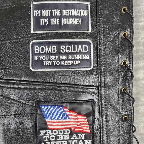 Leather Biker Vest with Patches Galore! - Picture 9 of 11
